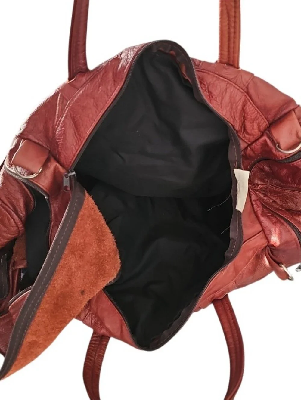 Vintage Handmade Mexican Genuine Leather Duffel Bag Brown Weekender Travel Carry